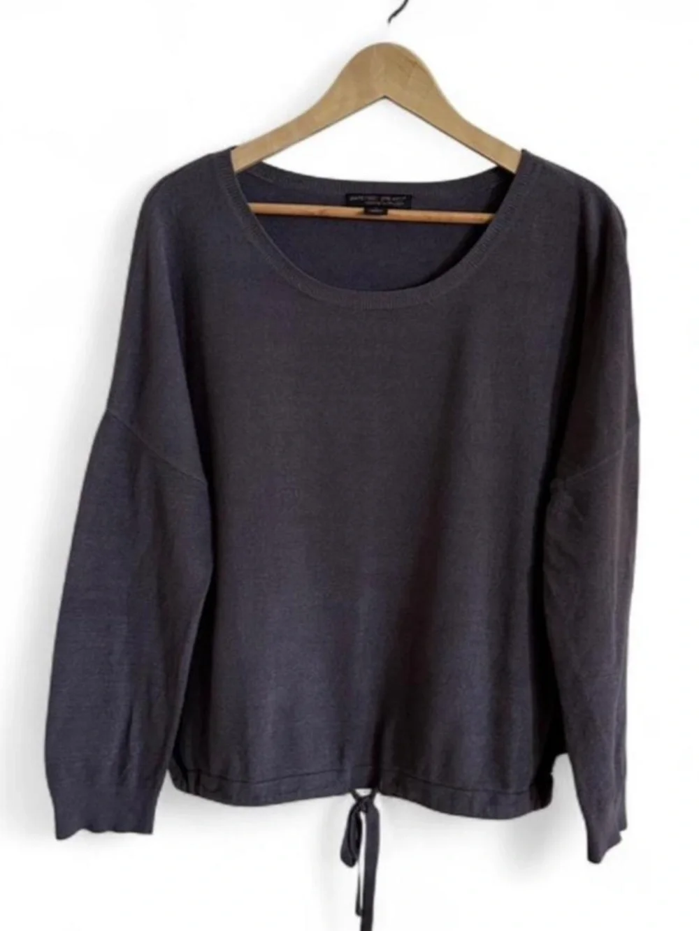 Barefoot Dreams CozyChic Ultra Lite Gray Pullover Tie Hem Top L - Picture 3 of 8